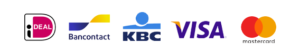 Beveiligde betalingen mogelijk met bancontact, kbc of creditcard.